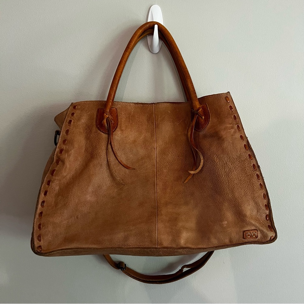 BED|STU Bed Stu BedStu Rockaway Tan Rustic/Taupe Leather Crossbody Tote Bag